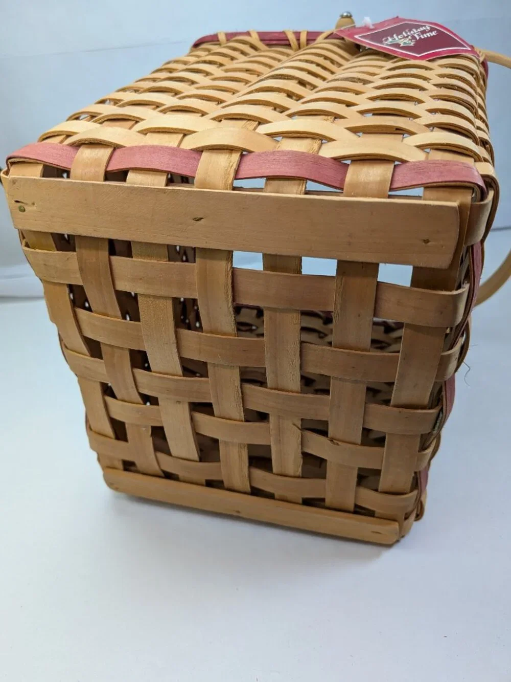 Rustic Country Farmhouse Christmas Tree Basket Drop Handle Wooden Button Star